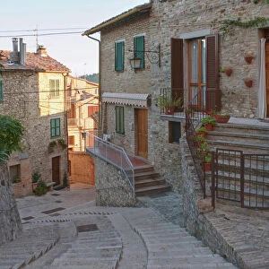 Europe, Italy, Umbria, Montone, Street in Historic District