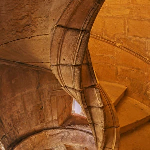 Europe; Portugal; Tomar; Spiral Stone Staircase in Convento de Cristo
