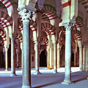 Europe, Spain, Cordoba. There are 856 red-and-white columns in the Mesquite in Cordoba