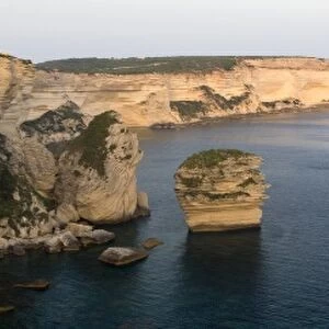 France, Corsica. View of white limestone cliffs and the Mediterrean Sea from Bonifacio