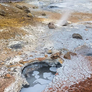 Geothermal area Seltun heated by the vulcano Krysuvik on Reykjanes peninsula during winter