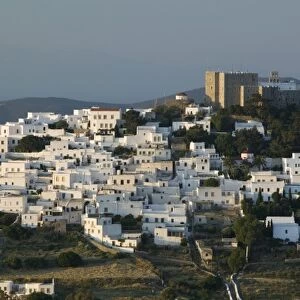 GREECE, Dodecanese Islands, PATMOS, Hora: Hillside Town View and Monastery of St