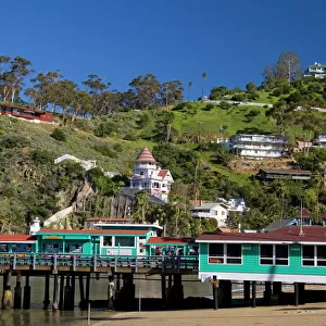 The Green Pier in Avalon Harbor on Catalina Island, California, USA