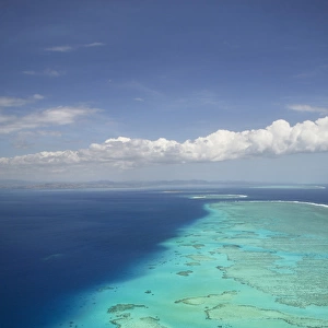 Malolo Barrier Reef off Malolo Island, Mamanuca Islands, Fiji, South Pacific - aerial