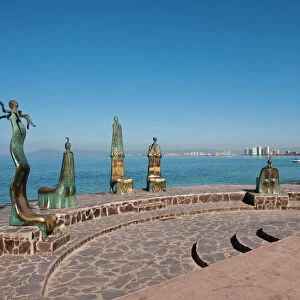 Mexico, Puerto Vallarta. The Rotunda of the Sea sculpture on the Malecon, Puerto Vallarta
