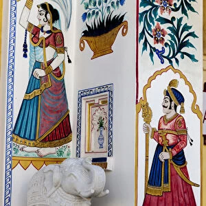 Mural. City Palace. Shiw Nivas Palace. Udaipur Rajasthan. India