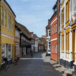 Old historical houses in Ribe, Denmarks oldest surviving city, Jutland, Denmark