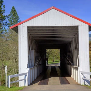OR, Douglas County, Milo Academy Covered Bridge, built in 1962, spans the South Umpqua