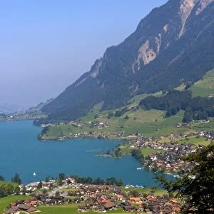 Panoramic from above mountain of beautiful village of Brunig in Swiss Alps of Switzerland