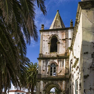 Portugal, Azores, Faial Island, Pedro Miguel. Ruins of earthquake damaged church