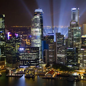 Singapore. Downtown overview at night. Credit as: Jim Zuckerman / Jaynes Gallery / DanitaDelimont