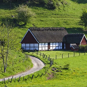 Sweden, Skane, Simrishamn, Verkeans Nature Preserve. Traditional Farm house