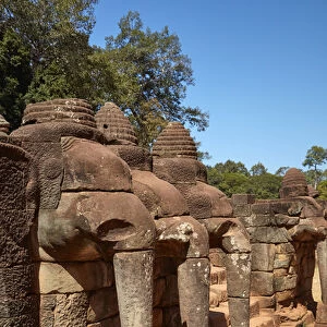 The Terrace of the Elephants, Angkor Thom (12th century temple complex), Angkor World Heritage Site