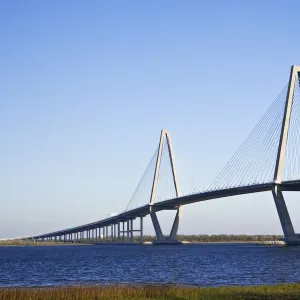 USA, South Carolina, Charleston. Overview of Arthur Ravenel Jr. Bridge. Credit as