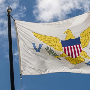 US Virgin Islands flag, Frederiksted, St. Croix, US Virgin Islands