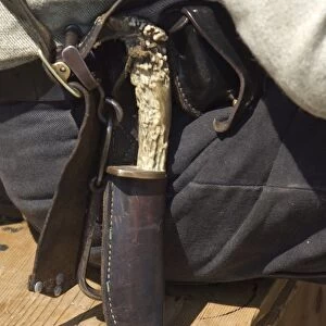 Civil War knife in a leather sheath