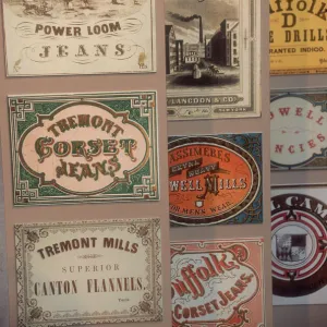 Cloth labels from American textile mills, 1800s