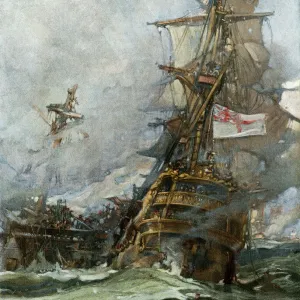 Naval battle between the British and French, 1790s