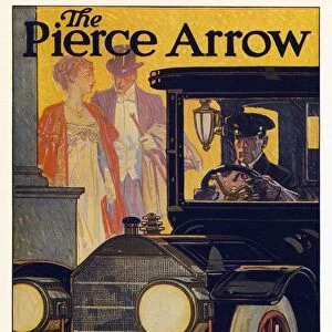 AD: PIERCE-ARROW, 1909. American advertisement for Pierce-Arrow automobiles. Illustration by J