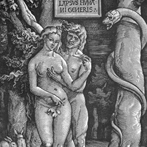 ADAM & EVE. Woodcut by Hans Baldung Grien, 1511