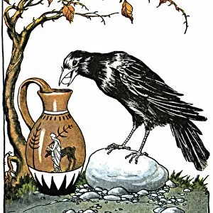 Aesop: The Crow and the Pitcher. Illustration by Milo Winter from a 1919 edition of Aesops Fables