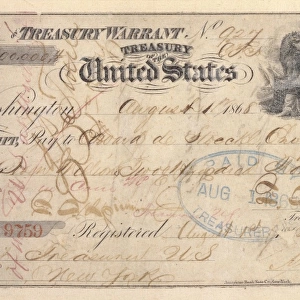 ALASKA PURCHASE: CHECK. Check for $7. 2 million from the United States Treasury made out to Eduard de Stoeckl, Russian Minister to the United States, as payment for the Alaska territory, pursuant to the agreement reached between the Russian and American governments the previous year