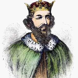ALFRED THE GREAT (849-899). King of Wessex. Line engraving, 19th cenutry