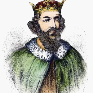 ALFRED THE GREAT (849-899). King of Wessex. Line engraving, 19th cenutry