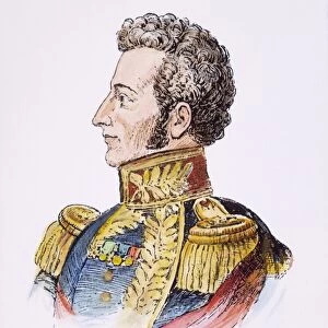 ANTONIO JOSE de SUCRE (1795-1830). Venezuelan liberator and general. Pen-and-ink drawing