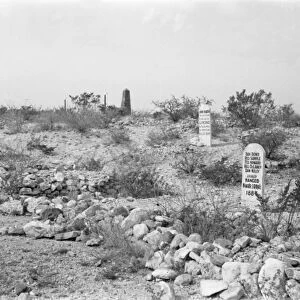 ARIZONA: TOMBSTONE, 1940. Headstones at Boothill Cemetery in Tombstone, Arizona