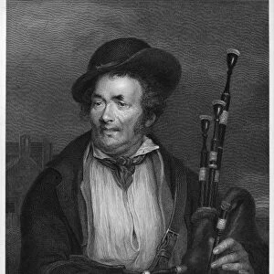 THE BAGPIPER. Steel engraving after a painting by Sir David Wilkie, c1813