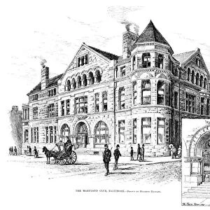 BALTIMORE: CLUB, 1891. Exterior of the Maryland Club in Baltimore. Drawing by Hughson Hawley