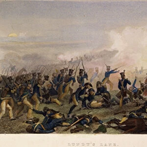 BATTLE OF LUNDYs LANE, 1814. The Battle of Lundys Lane, Ontario, Canada, on 25 July 1814. Color engraving, 19th century