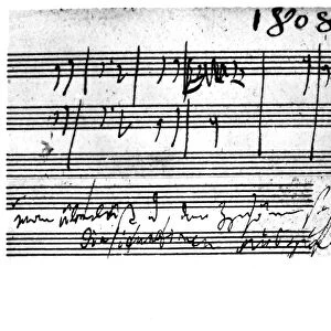 BEETHOVEN: SIXTH SYMPHONY. Sketch of part of Ludwig van Beethovens Sixth Symphony