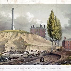 BOSTON: BEACON HILL, 1811. Beacon Hill from Mt. Vernon Street near the head of Hancock Street