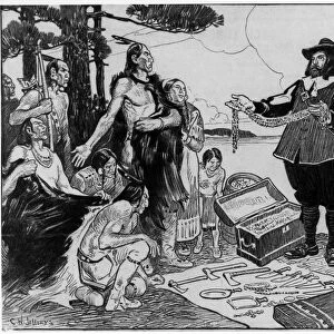 CANADA: FRENCH TRADERS. Native Americans trading with the French in eastern Canada