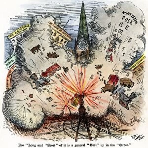 CARTOON: BANK PANIC, 1873. The Long and Short of it is a General Bust up in the Street