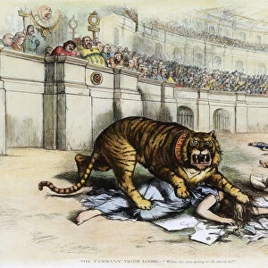 CARTOON: TWEED RING, 1871. The Tammany Tiger Loose. Thomas Nasts powerful indictment of Tweed