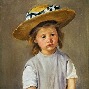 CASSATT: GIRL, c1886. A Girl with a Straw Hat. Canvas by Mary Cassatt