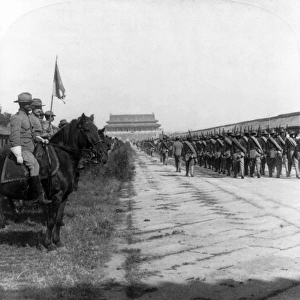 CHINA: BOXER REBELLION. The 6th U. S. Cavalry honoring Count Waldersee on his arrival