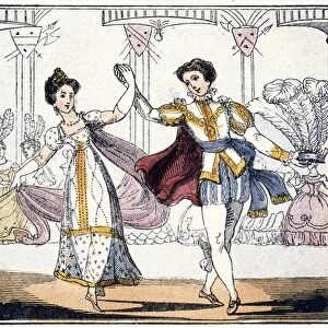 CINDERELLA AT THE BALL. Cinderella dancing with the Prince. English book illustration