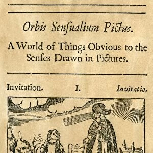 COMENIUS: ORBIS SENSUALIUM. The first lesson page of an early edition of John Amos