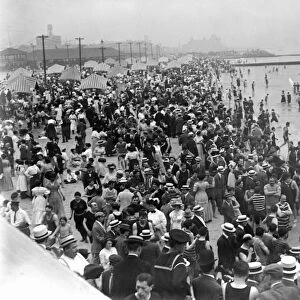 CONEY ISLAND: BEACH. Crowds on July 5th at Coney Island, Brooklyn, New York. Photograph