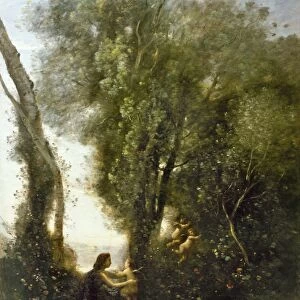 COROT: MORNING, 1865. Morning. Oil on canvas by Jean-Baptiste Camille Corot
