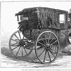 CZARs ASSASSINATION, 1881. The carriage of Czar Alexander II, after his assassination in 1881. Contemporary English wood engraving