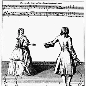 DANCE: MINUET, 1735. Line engraving from Kellom Tomlinsons Art of Dancing, 1735