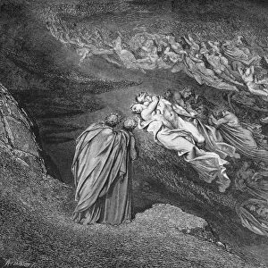 DANTE: INFERNO. Paolo and Francesca (Canto V, lines 105-106). Wood engraving after Gustave Dore