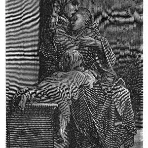 DORE: LONDON: 1873. A Cold Resting-Place. Wood engraving after Gustave Dore from London