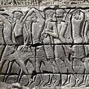 EGYPT: MEDINET HABU. Bas-relief on the Medinet Habu temple, the mortuary temple of Ramesses III