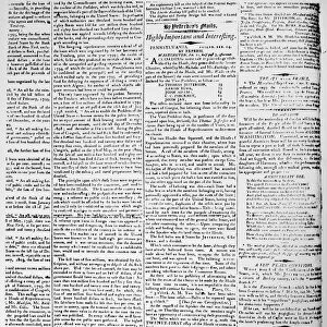 ELECTION DEADLOCK, 1800. Article in the Columbian Centinel of Boston, 14 February 1801, reporting on the deadlock in Congress over the tie between Thomas Jefferson and Aaron Burr in electoral votes